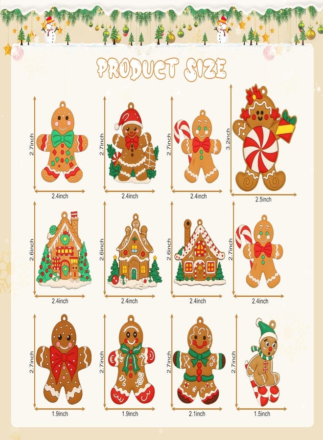 Chambom 12 PCS Plastic Gingerbread Figurines - Christmas Tree Decorations, Gingerbread House Ornaments, Hanging Decor for Party - Image 3